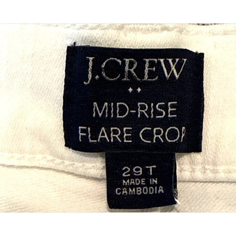 J. Crew Women's Tall Mid-Rise Flare Crop White 29 Tall NWT